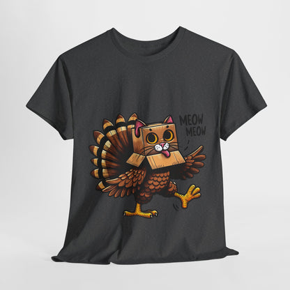 Funny Turkey Cat T-Shirt - Thanksgiving Meow Meow Cat Lover Tee