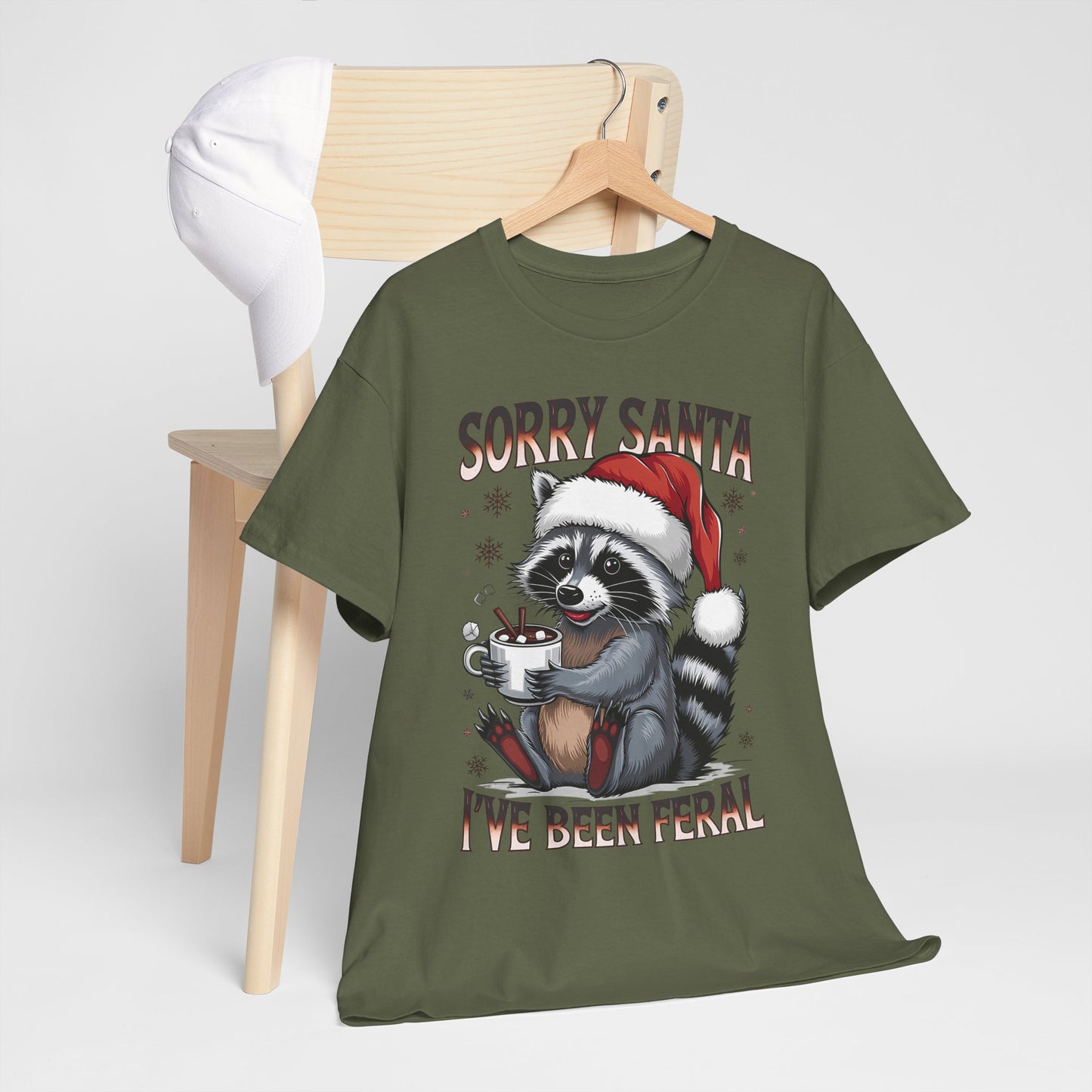 Sorry Santa I've Been Feral Shirt - Funny Raccoon Christmas Tee