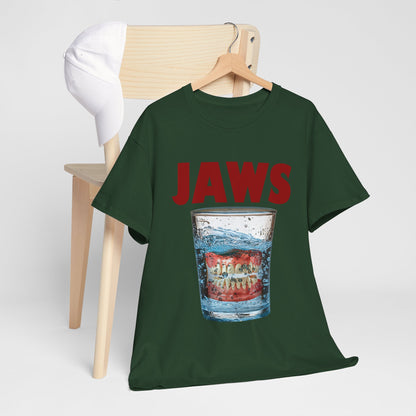 JAWS Parody - Funny Denture in Water Glass T-Shirt for Movie & Humor Fans