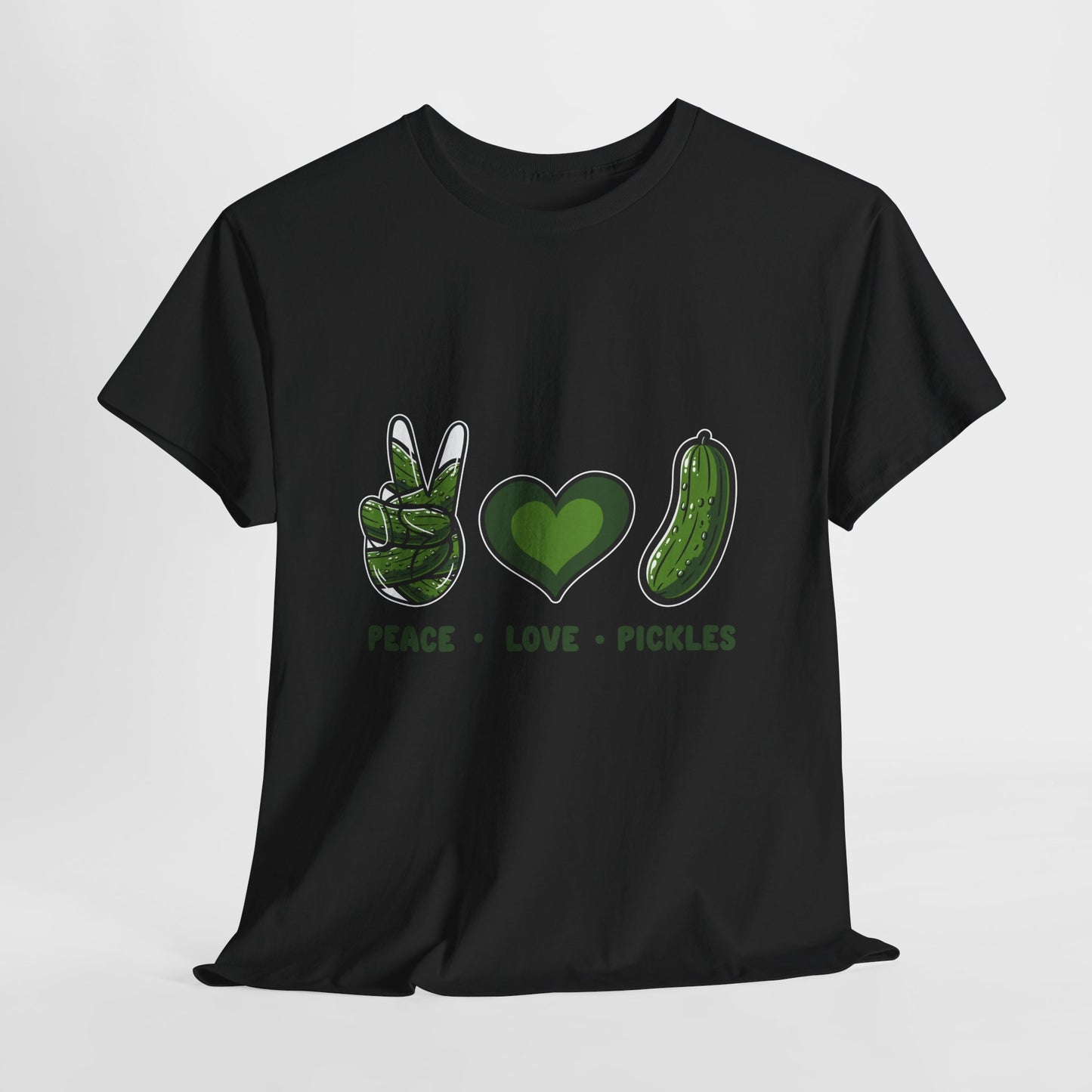 Peace Love Pickles Shirt - Funny Pickle Lover Gift, Retro Cucumber T-Shirt for Women & Men, Foodie Snack Tee with Hippie Vibes