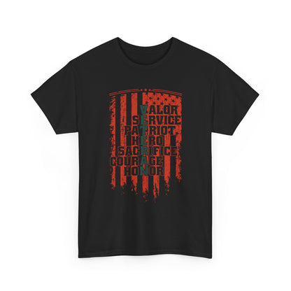 Veteran Word Art T-Shirt - Military Acronym Flag Tee