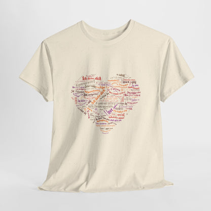 I Love You in Every Language T-Shirt - Multilingual Heart Design - Romantic Gift for Valentines Day, Anniversary, or Birthday