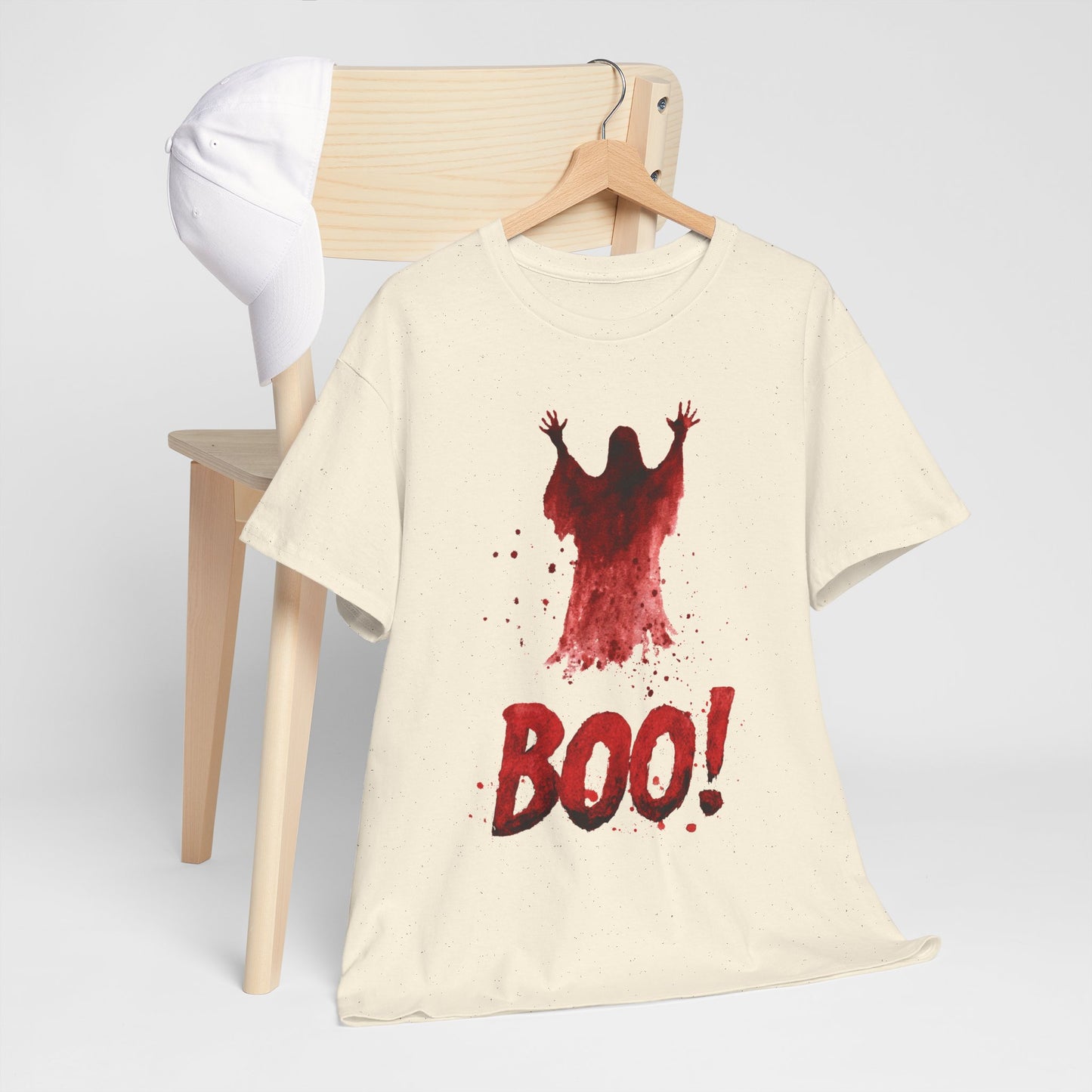 Boo Ghost Halloween T-Shirt - Red Spirit Blood Splatter Horror Tee