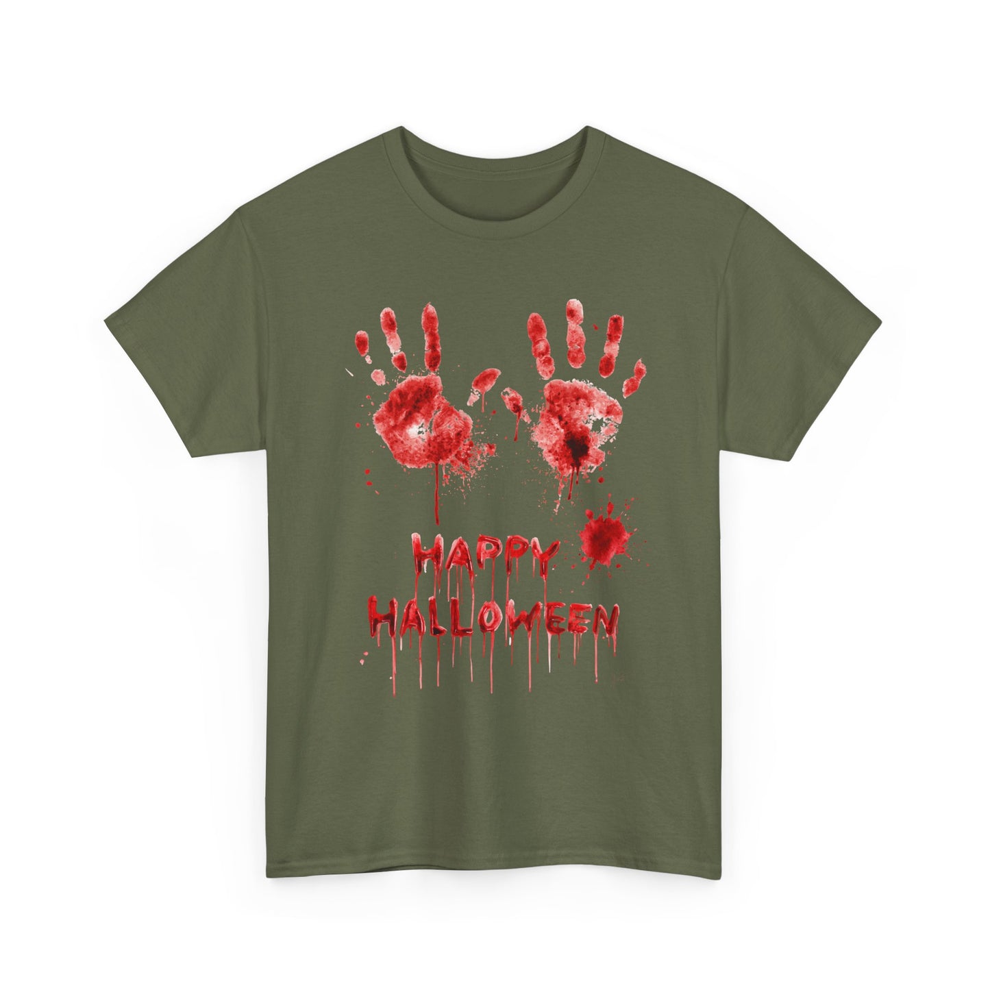 Happy Halloween Blood Handprints T-Shirt - Dripping Horror Tee