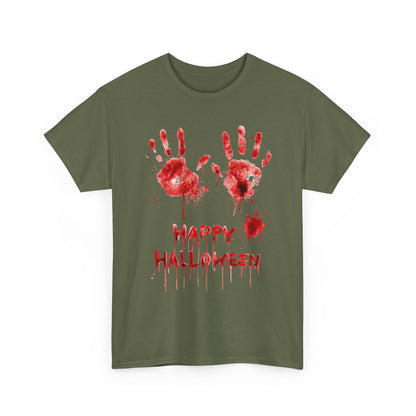 Happy Halloween Blood Handprints T-Shirt - Dripping Horror Tee