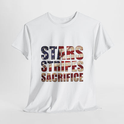 Stars Stripes Sacrifice T-Shirt - Patriotic Veteran USA Flag Tee