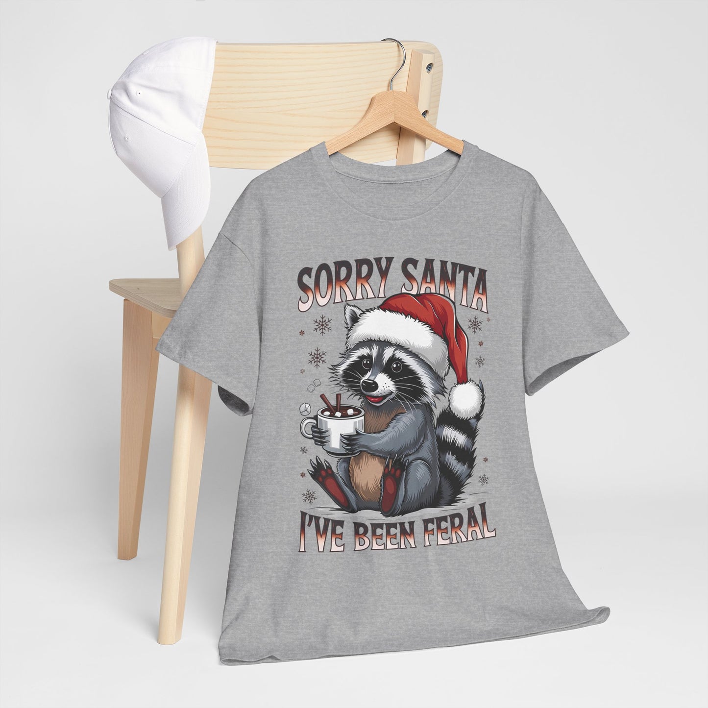 Sorry Santa I've Been Feral Shirt - Funny Raccoon Christmas Tee