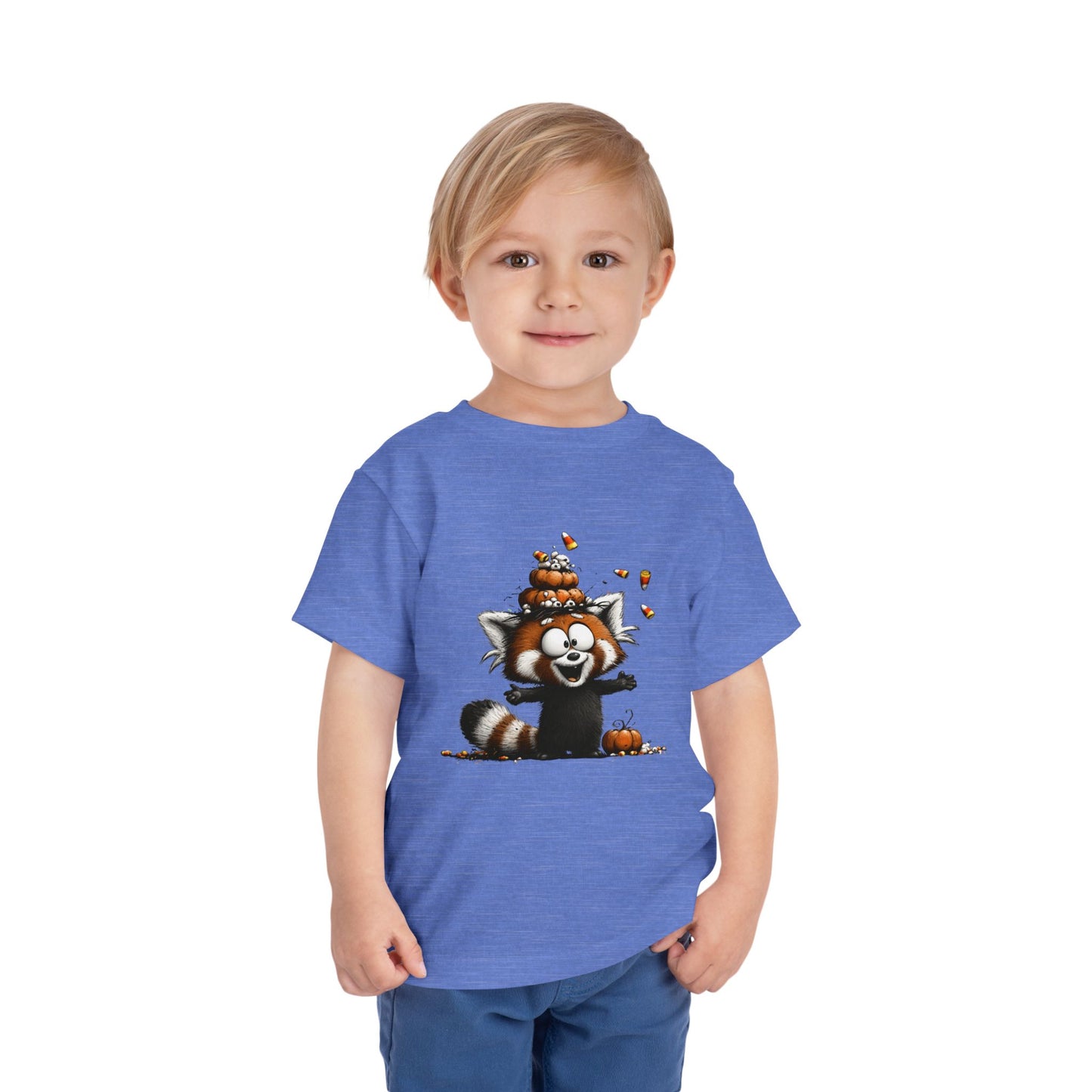 Red Panda Kids Halloween T-Shirt - Candy Corn & Pumpkins Toddler Tee