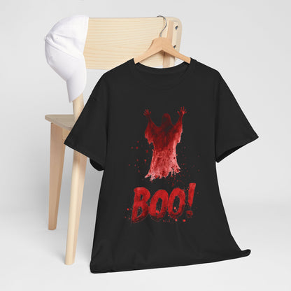 Boo Ghost Halloween T-Shirt - Red Spirit Blood Splatter Horror Tee
