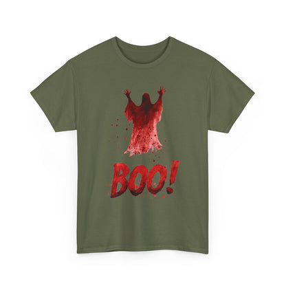 Boo Ghost Halloween T-Shirt - Red Spirit Blood Splatter Horror Tee