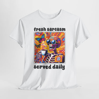 Psychedelic Coffee Skeleton T-Shirt - Trippy Boho Butterfly Tee