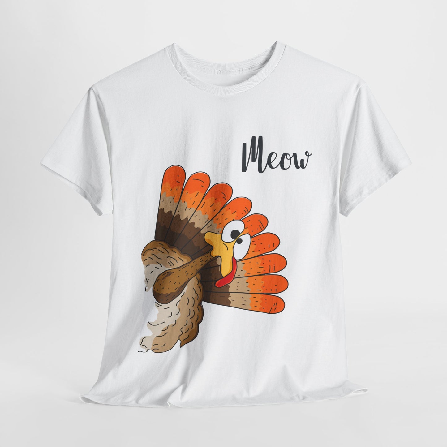 Funny Cat Turkey T-Shirt - Thanksgiving Meow Cat Lover Tee