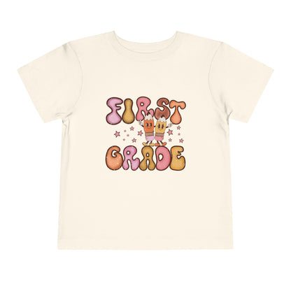 First Grade Bubble Letters T-Shirt | Cute Retro Back to School Kids Tee