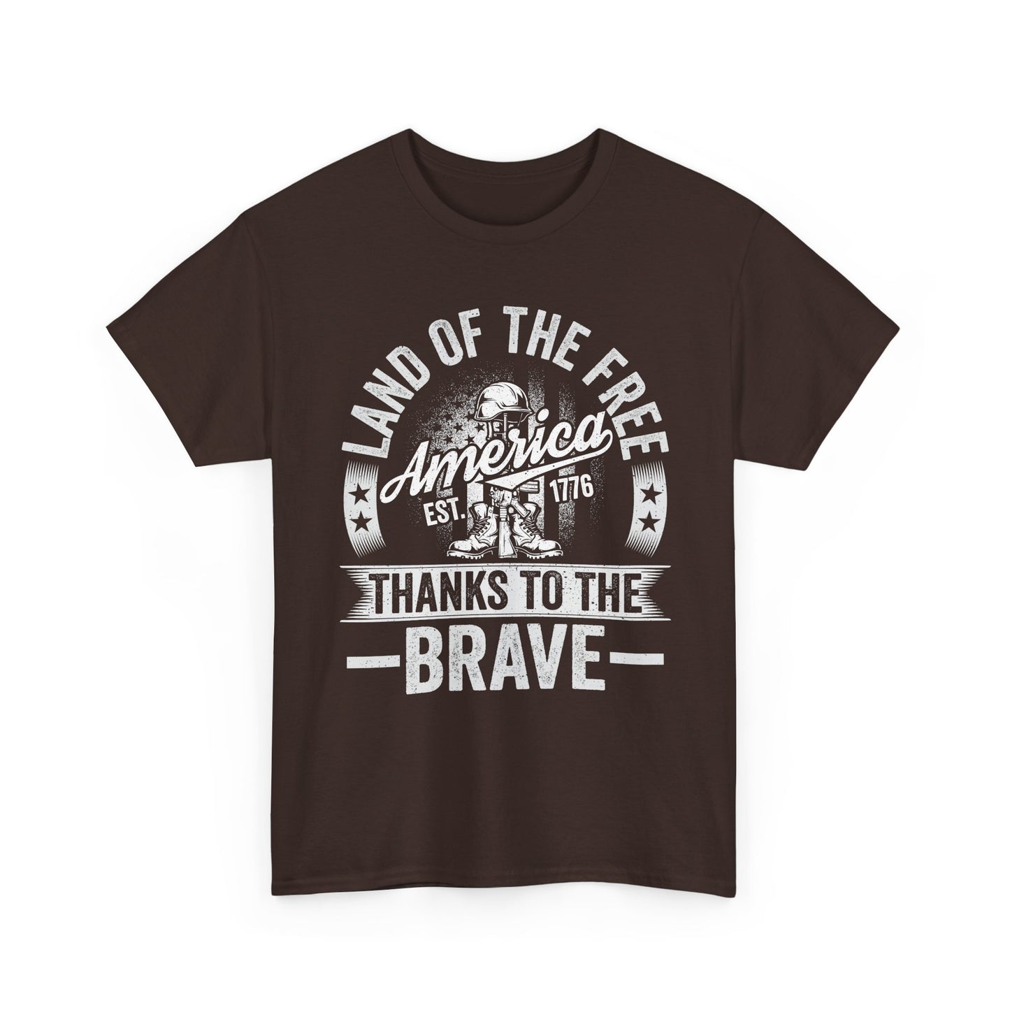 Land of the Free T-Shirt - Battlefield Cross & Flag Memorial Tee