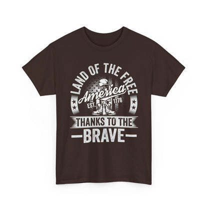 Land of the Free T-Shirt - Battlefield Cross & Flag Memorial Tee