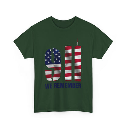 9/11 We Remember T-Shirt - American Flag Twin Towers Memorial Tee