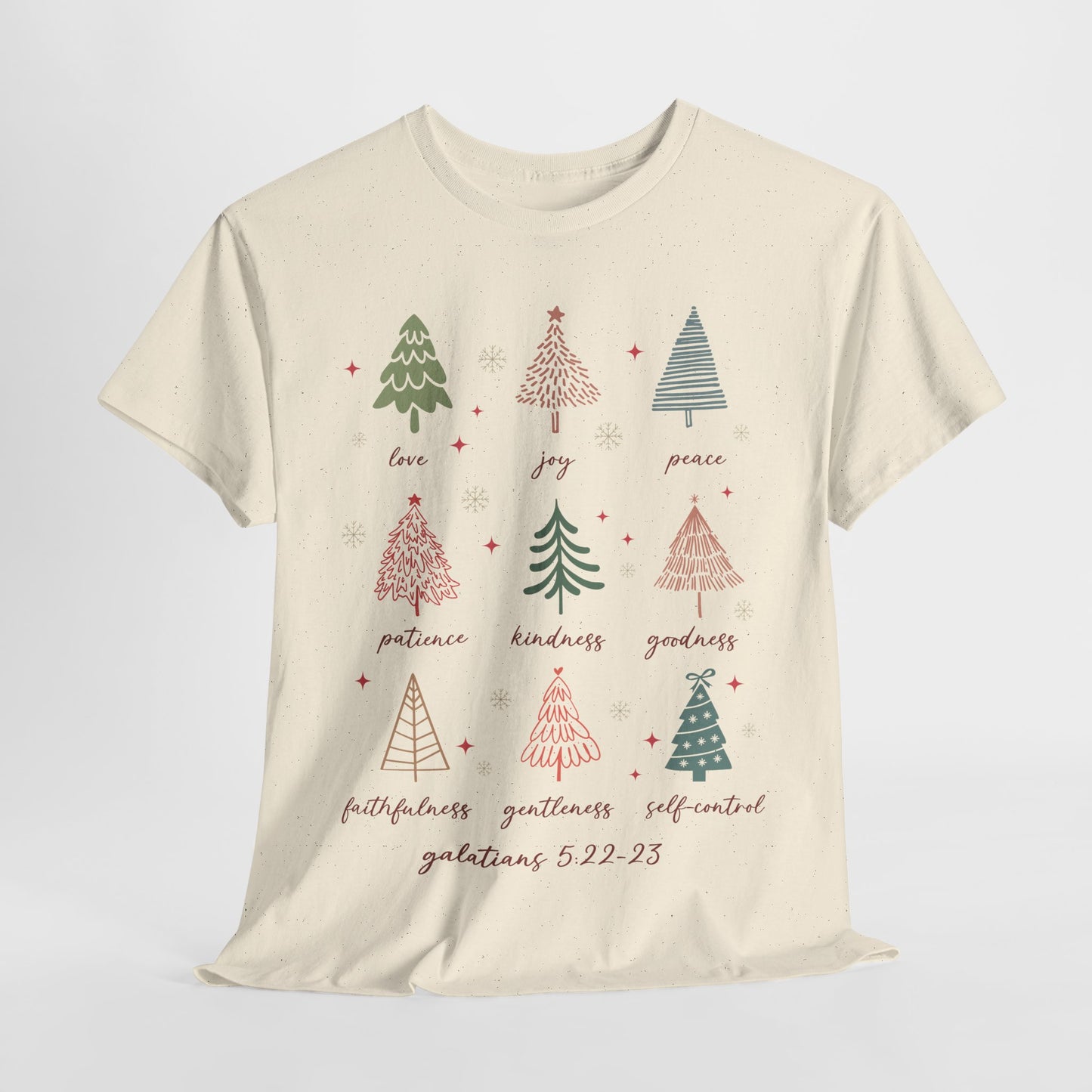 Fruits of the Spirit Christmas T-Shirt - Galatians 5:22-23 Faith Tee