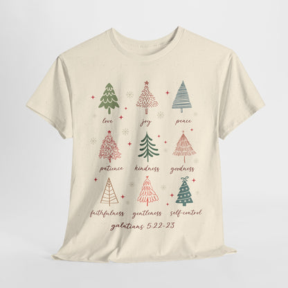 Fruits of the Spirit Christmas T-Shirt - Galatians 5:22-23 Faith Tee