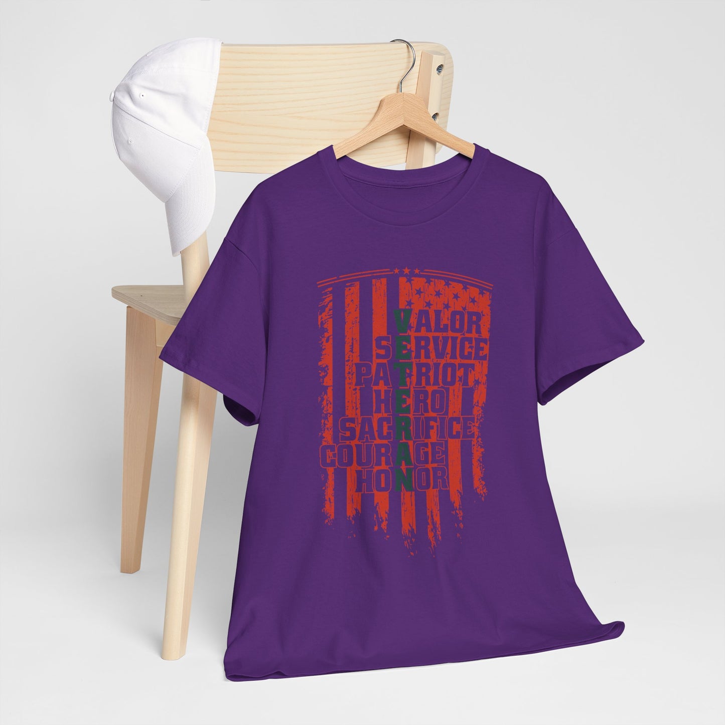 Veteran Word Art T-Shirt - Military Acronym Flag Tee