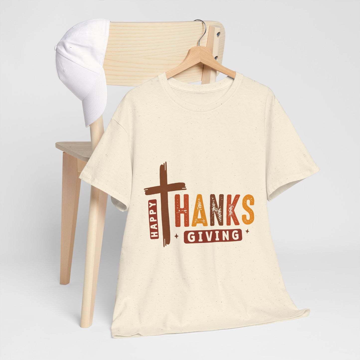 Christian Thanksgiving T-Shirt - Faith-Based “THANKS” Cross Jesus Tee