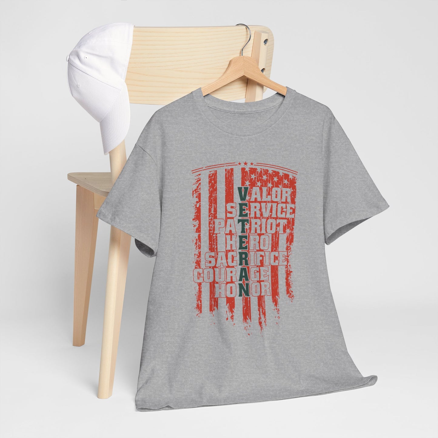 Veteran Word Art T-Shirt - Military Acronym Flag Tee