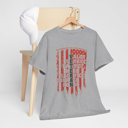 Veteran Word Art T-Shirt - Military Acronym Flag Tee