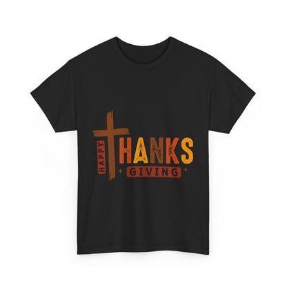 Christian Thanksgiving T-Shirt - Faith-Based “THANKS” Cross Jesus Tee