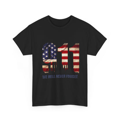 9/11 Memorial Shirt - American Flag NYC Skyline - We Will Never Forget Tribute T-Shirt
