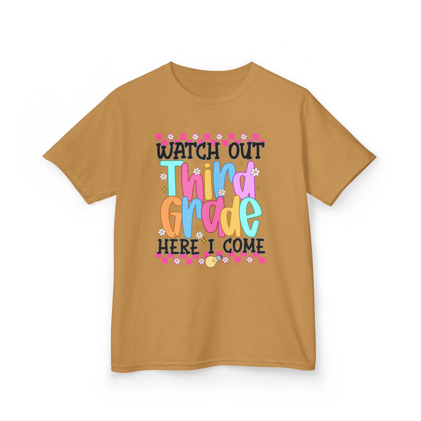 Watch Out Third Grade Shirt - Colorful Kids Back to School Tee, Heavy Cotton T-Shirt for 3rd Grade, First Day of School Outfit