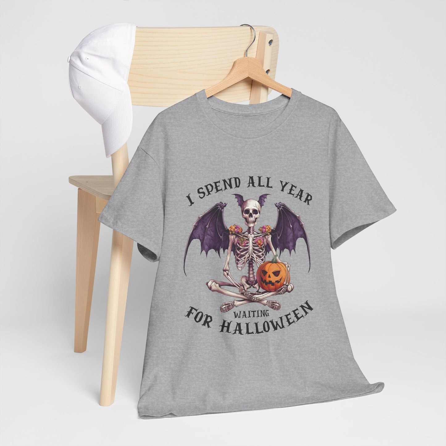 Koszulka z nietoperzowym szkieletem i dynią – gotycka koszulka na Halloween z dynią Jack-o-Lantern, upiorny prezent na święta dla kobiet i mężczyzn