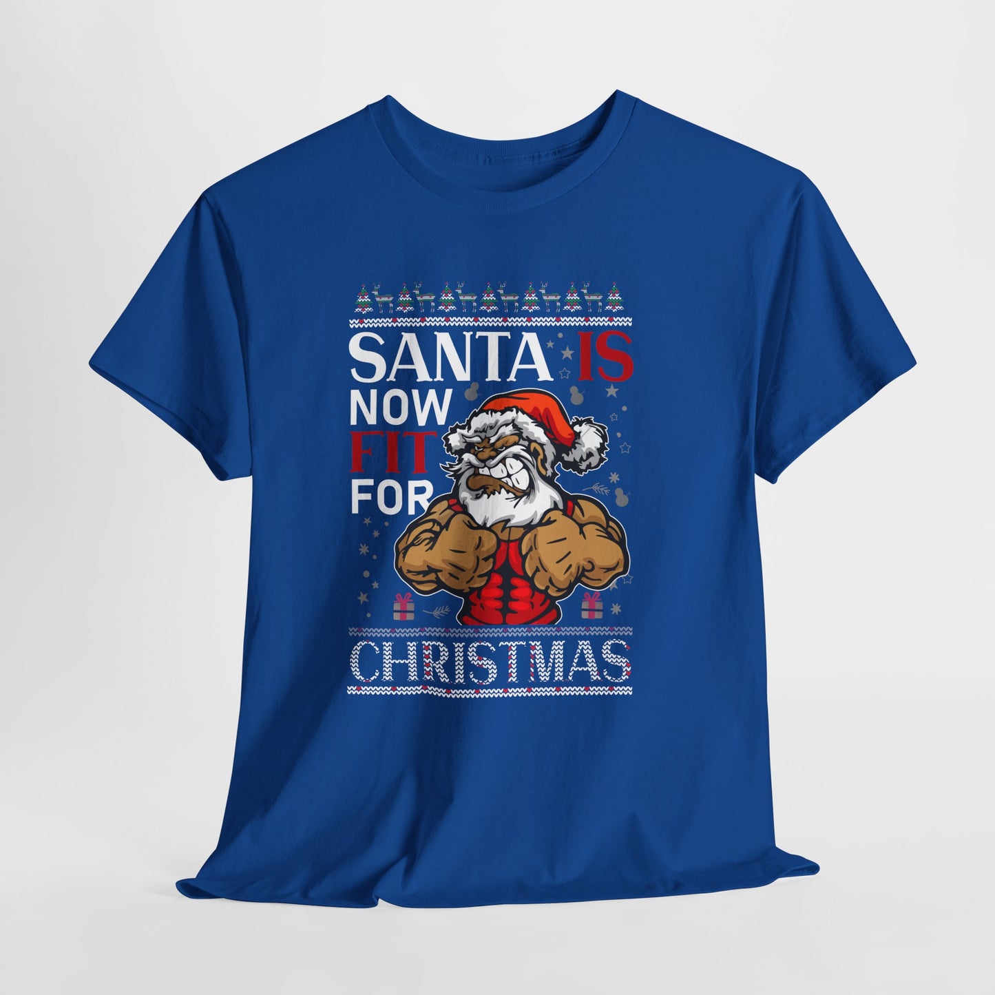 Santa Is Now Fit for Christmas Shirt – Funny Muscle Santa Gym Holiday Tee