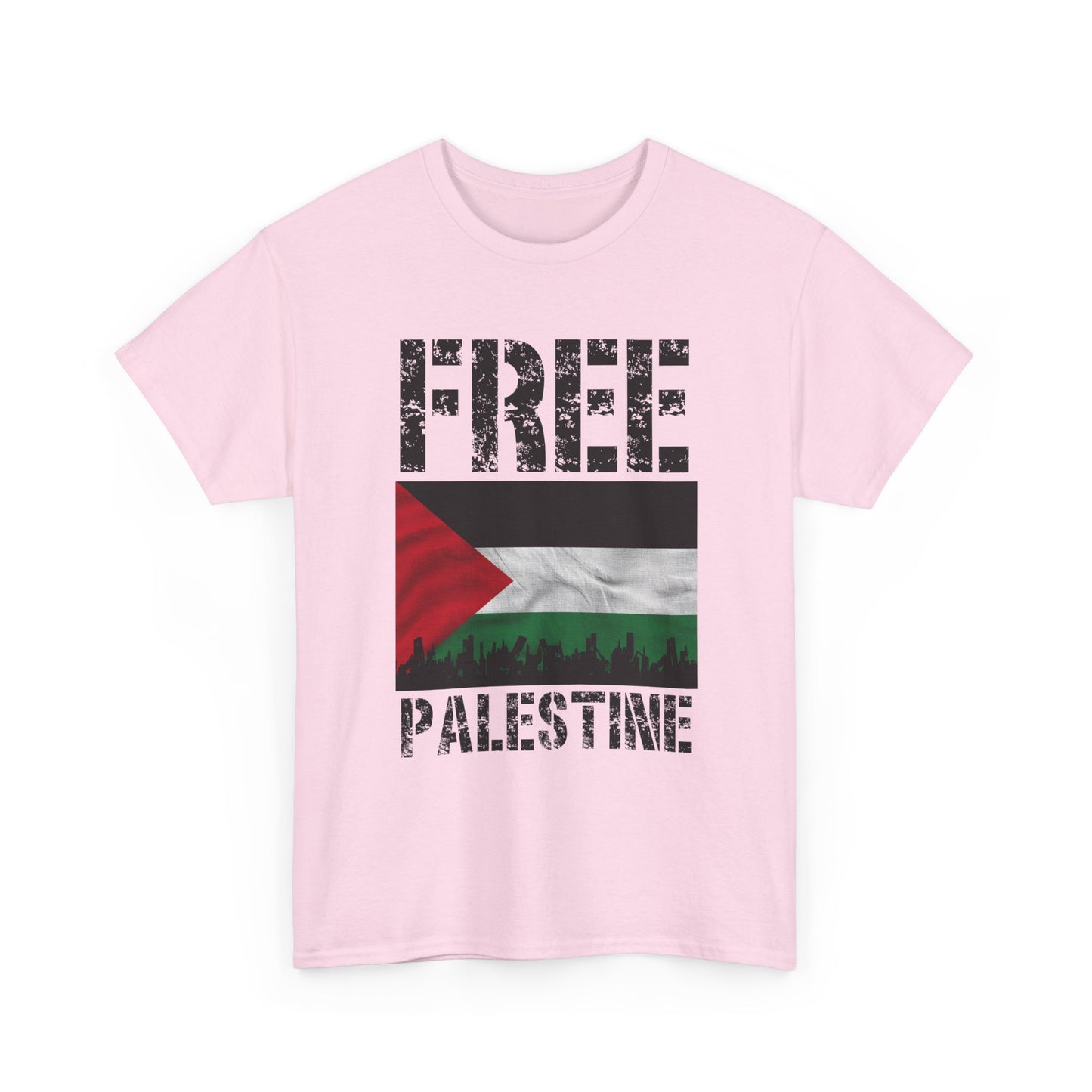 Palästinensisches Flaggen-Shirt mit Stadt-Skyline - Free Palestine Tee, Urban Grunge Protest T-Shirt für Aktivisten &amp; Menschenrechtsunterstützer
