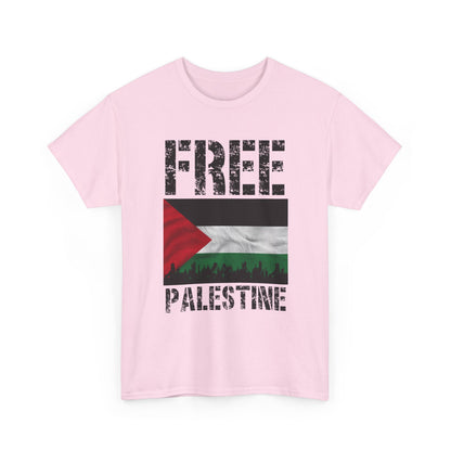 Palästinensisches Flaggen-Shirt mit Stadt-Skyline - Free Palestine Tee, Urban Grunge Protest T-Shirt für Aktivisten &amp; Menschenrechtsunterstützer