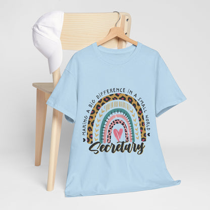 Secretary Rainbow Shirt - Cute Leopard Print Office Tee for Secretaries, Glam Animal Print Heart Gift, Boho Office Assistant T-Shirt