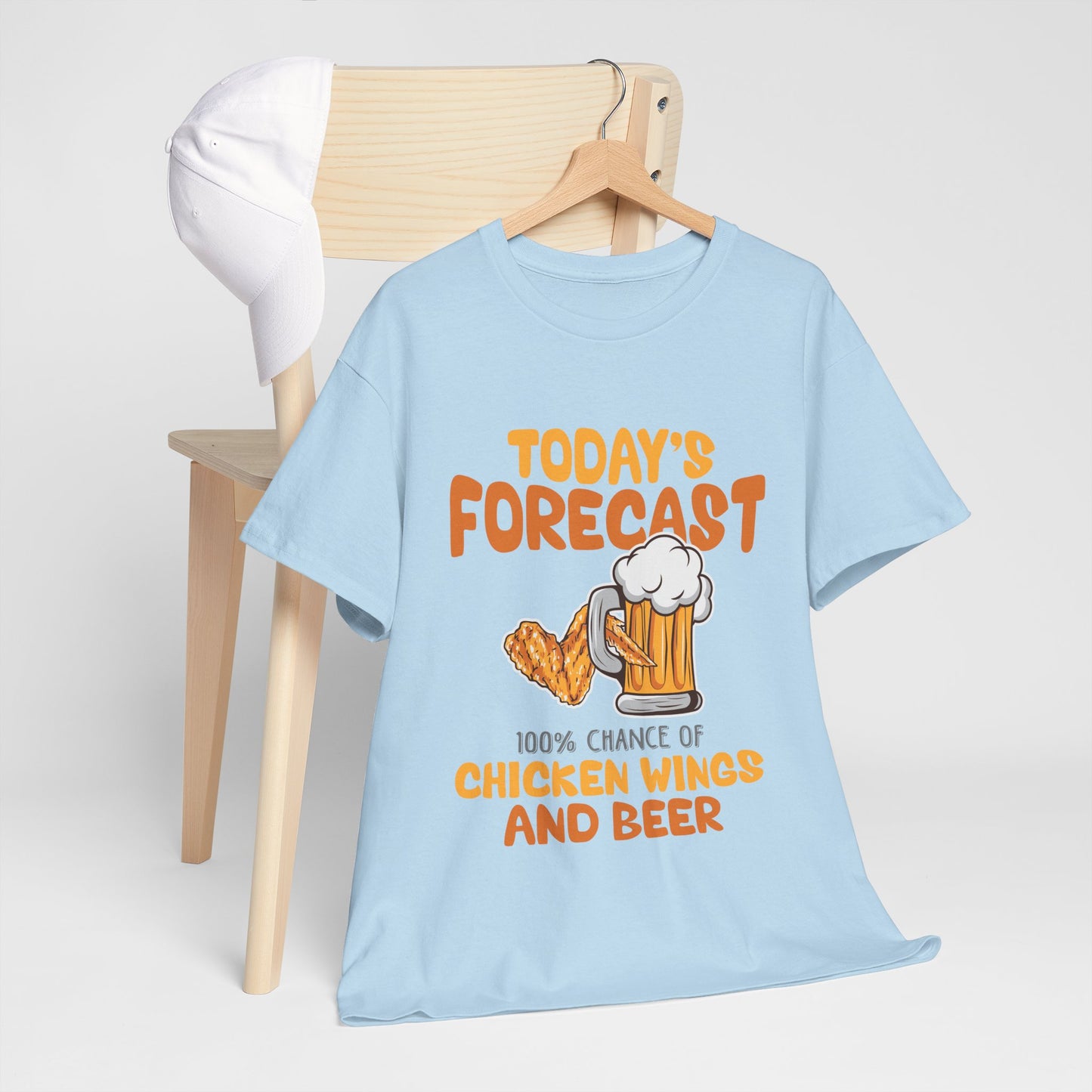Today's Forecast 100% Chicken Wings & Beer T-Shirt - Funny Tailgate BBQ Tee