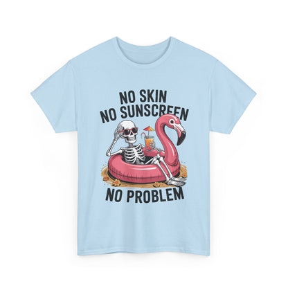 No Skin No Sunscreen T-Shirt - Skeleton Flamingo Summer Tee