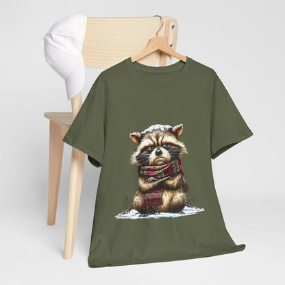 Grumpy Winter Raccoon Shirt - Funny Cozy Scarf Trash Panda Tee