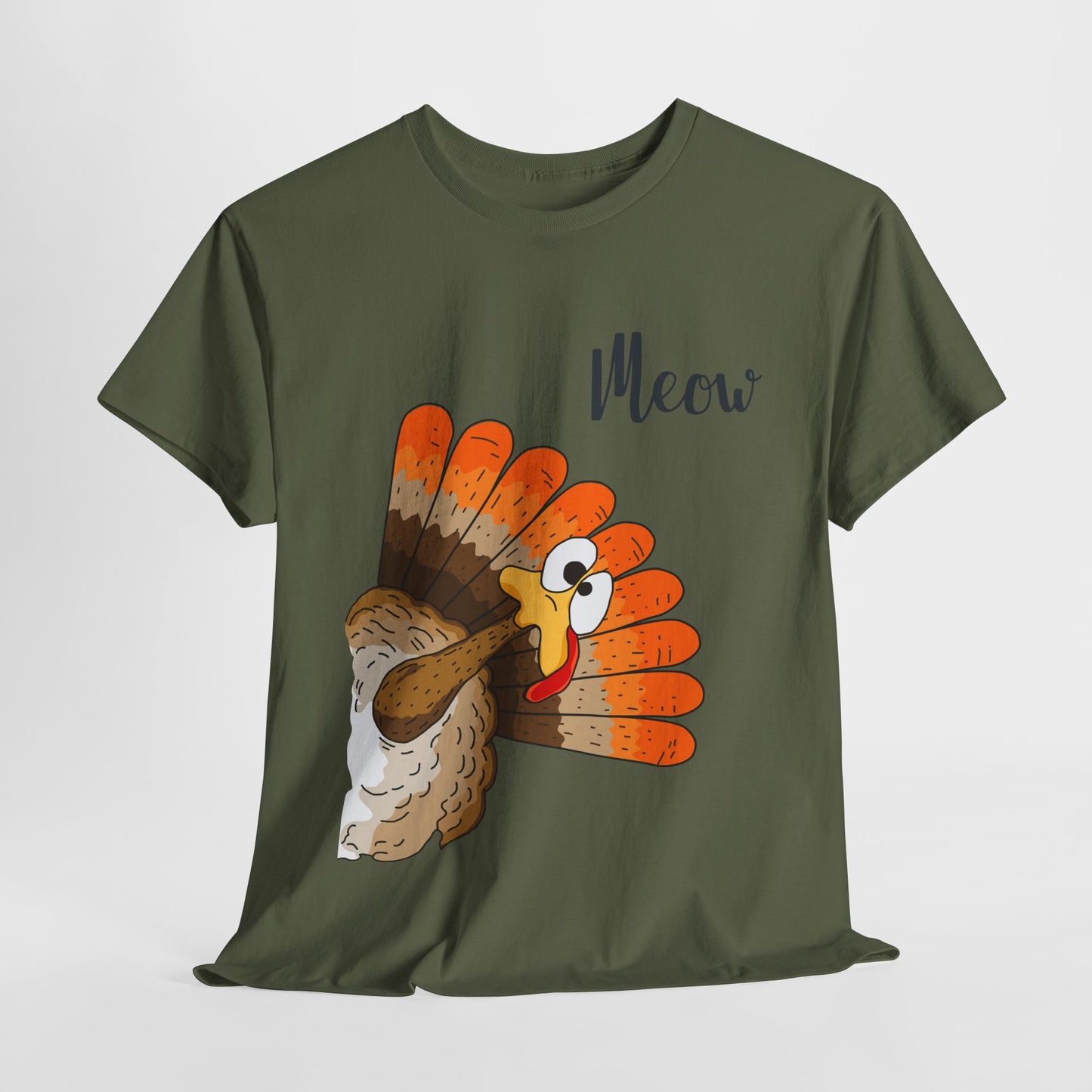 Funny Cat Turkey T-Shirt - Thanksgiving Meow Cat Lover Tee