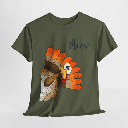 Funny Cat Turkey T-Shirt - Thanksgiving Meow Cat Lover Tee