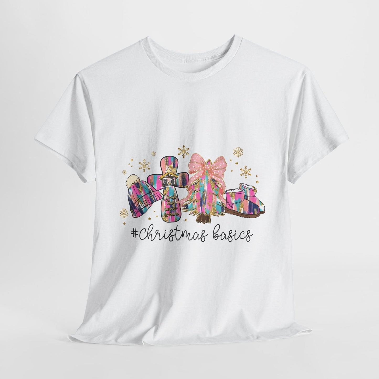 Christ the Savior Is Born T-Shirt - Pastel Nativity Cross Christmas Tee