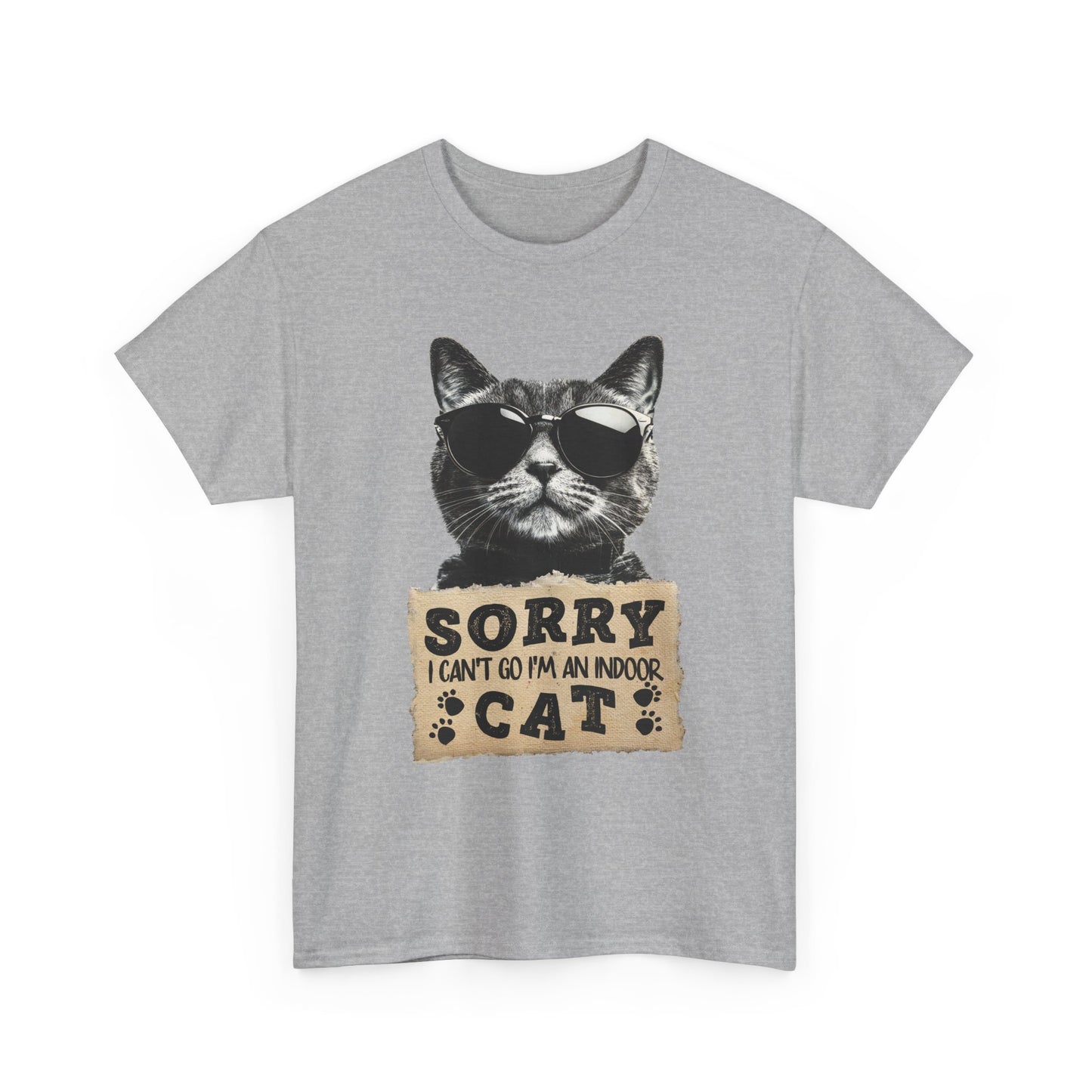 Indoor Cat T-Shirt - Sorry I Can't Go Meme Tee