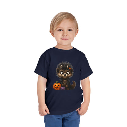 Goth Pup Kids Halloween T-Shirt - Puppy & Jack O' Lantern Toddler Tee