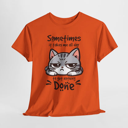 Faules Katzen-Produktivitäts-Shirt – Lustiges Grumpy-Cat-T-Shirt für Homeoffice-Tage