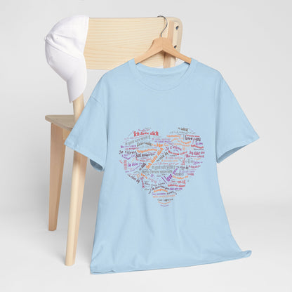 I Love You in Every Language T-Shirt - Multilingual Heart Design - Romantic Gift for Valentines Day, Anniversary, or Birthday