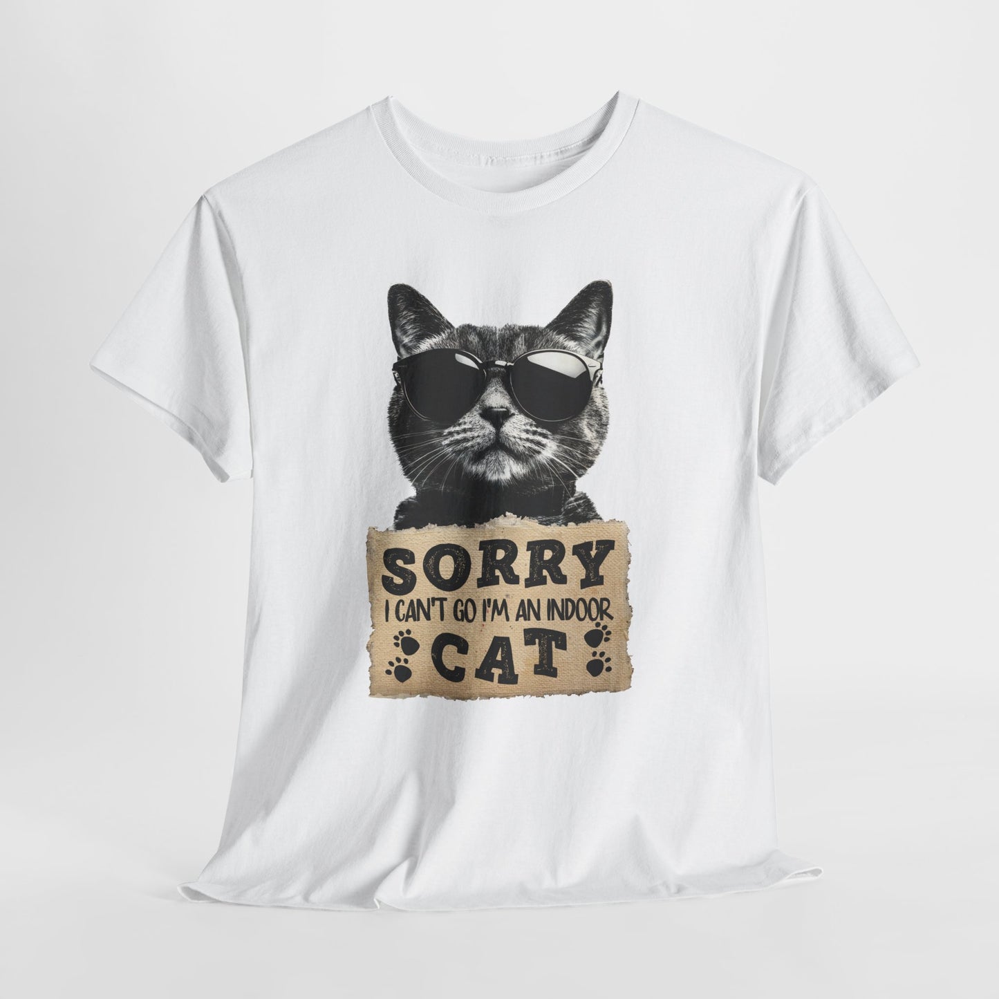Indoor Cat T-Shirt - Sorry I Can't Go Meme Tee
