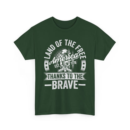 Land of the Free T-Shirt - Battlefield Cross & Flag Memorial Tee