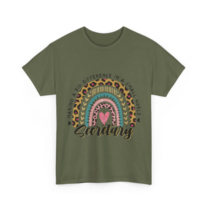Secretary Rainbow Shirt - Cute Leopard Print Office Tee for Secretaries, Glam Animal Print Heart Gift, Boho Office Assistant T-Shirt