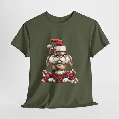 Grumpy Christmas Bunny T-Shirt - Santa Hat Rabbit in Red Tutu Tee