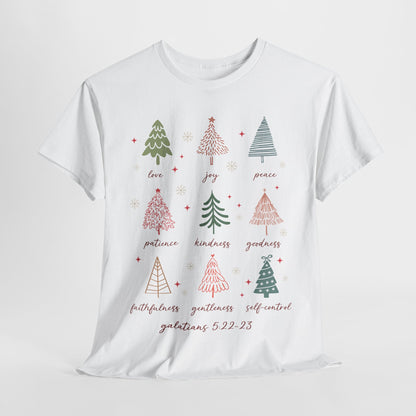 Fruits of the Spirit Christmas T-Shirt - Galatians 5:22-23 Faith Tee