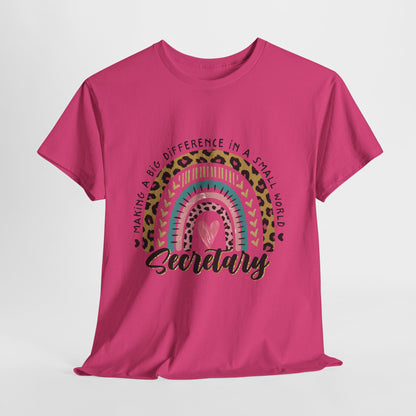 Secretary Rainbow Shirt - Cute Leopard Print Office Tee for Secretaries, Glam Animal Print Heart Gift, Boho Office Assistant T-Shirt